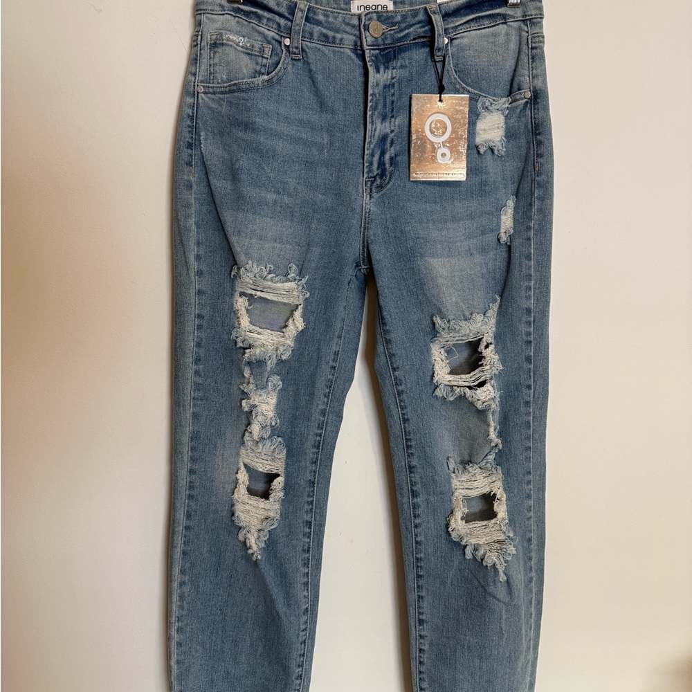 Insane Gene Jrs. Sz 11 New W/TAGS Distressed Boyfriend Jeans Light Wash~Stretch